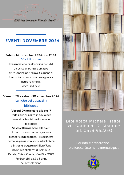 Calendario eventi  novembre 2024 Biblioteca