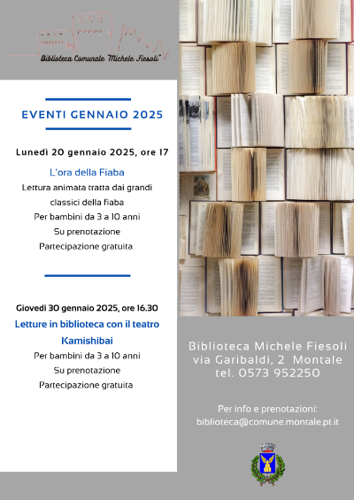 Calendario eventi  gennaio 2025 Biblioteca